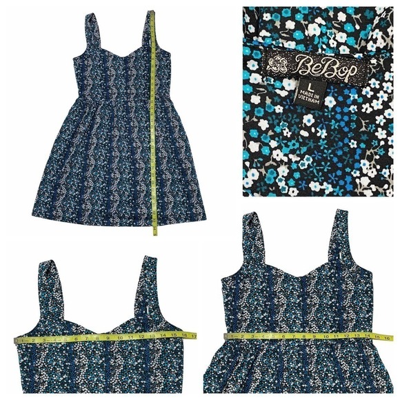 BEBOP Black Blue Floral A-Line Sleeveless Dress - Picture 11 of 12